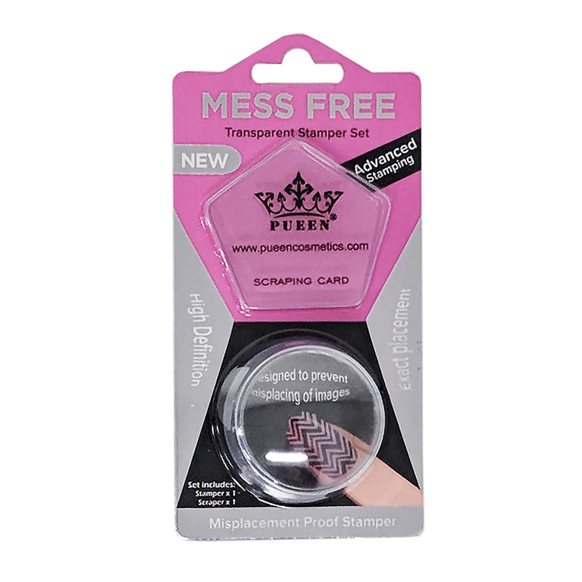 PUEEN 35mm HD Chunky Transparent Soft Stamper and Scraper Set - Nail Art - Stamping Tools - CLEAR