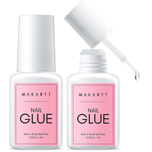 Makartt Quick Nail Glue for Press on Nails: Acrylic Nail Tips-Fake Nails-Salon Quality Strong Brush