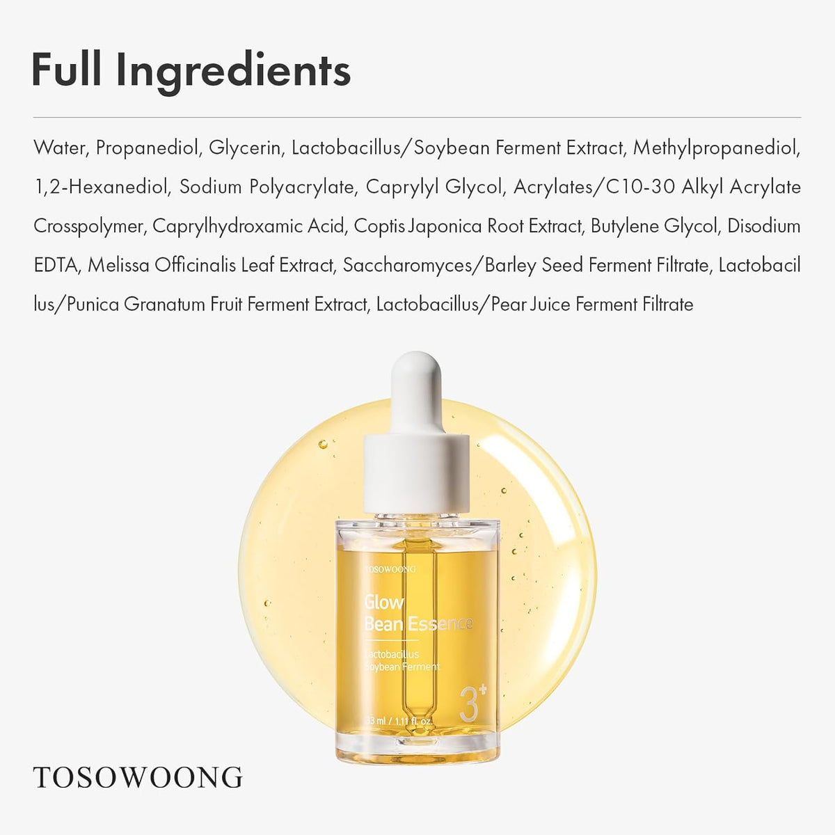 Glow Bean Essence, 31,025ppm Soybean Ferment Extract, Glass Skin, Exfoliating, Hydrating, Radiant
