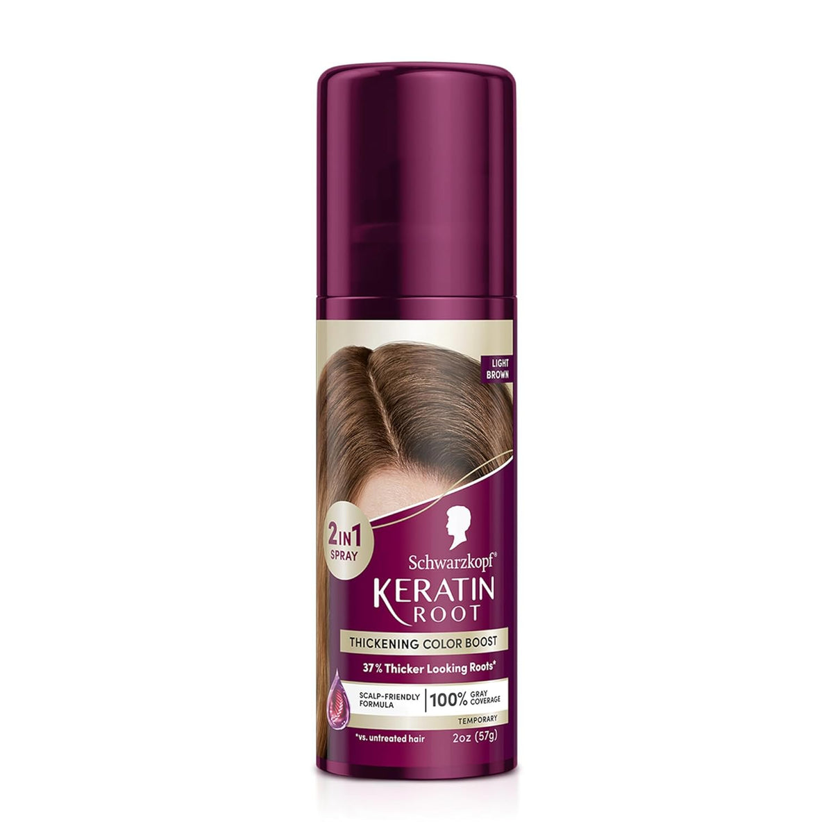 Schwarzkopf Keratin Color Root Temporary Hair Color Spray, Light Brown - Salon Inspired Temporary