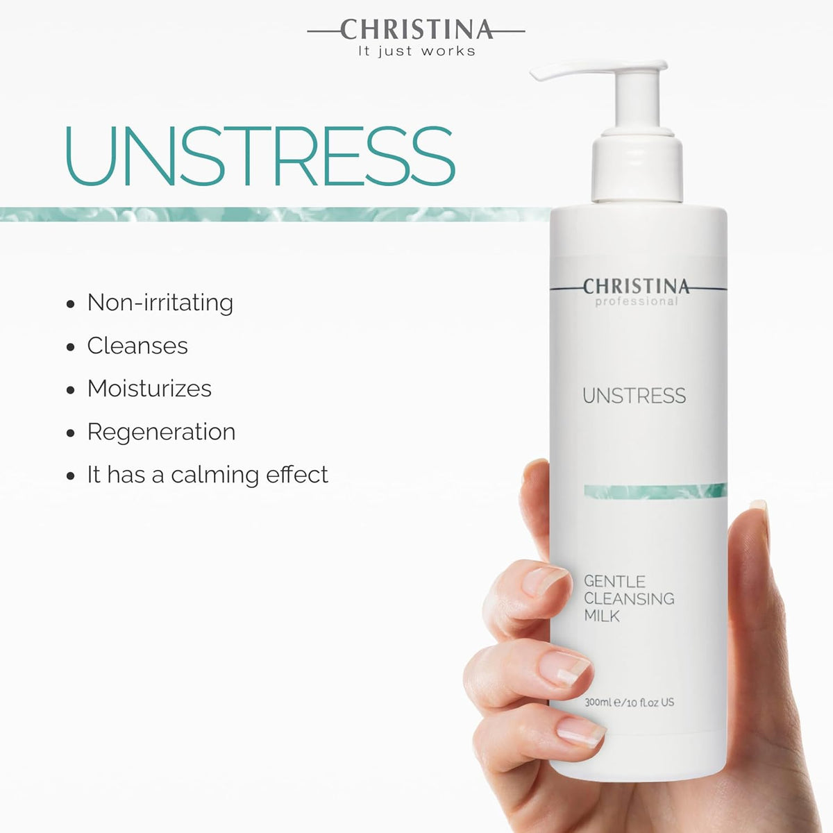 Christina - Unstress Gentle Cleansing Milk with Vitamin E | Smothing Refreshing milk Cleanser for