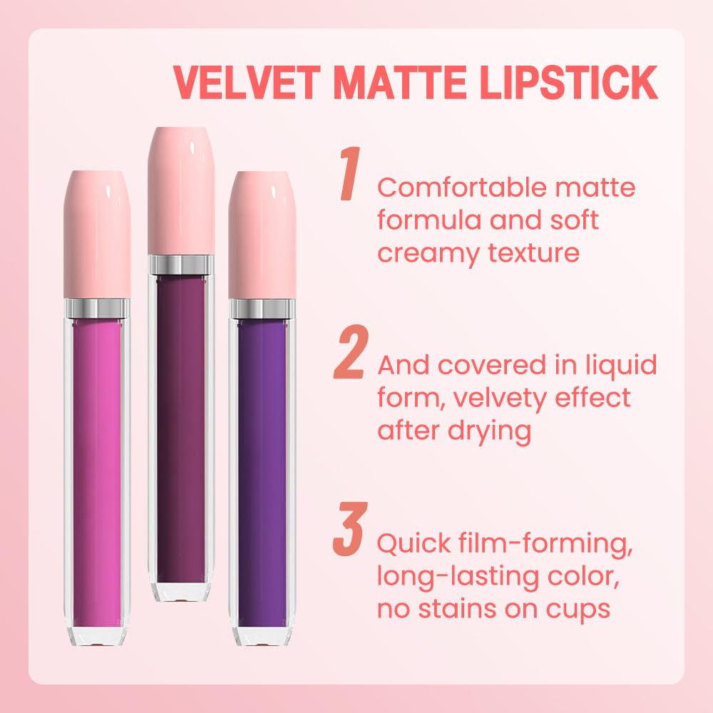 BINGBRUSH Super Matte Longwear No-Budge Stay On Smudge Proof Liquid Lipstick Long Lasting Makeup