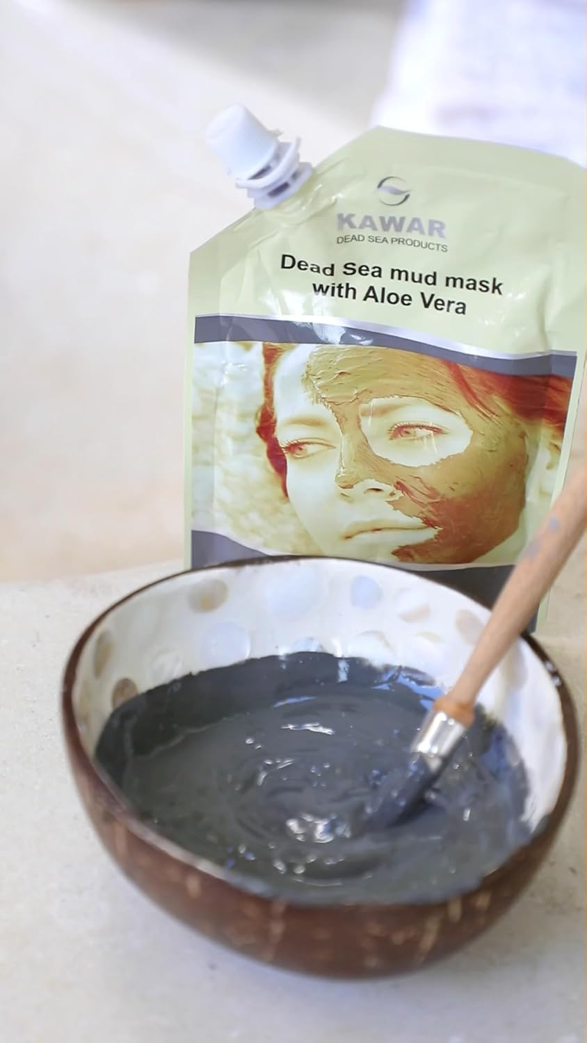 KAWAR Dead Sea Mud Mask with Aloe Vera for Face and Body - Spa Quality Pore Reducer for Acne