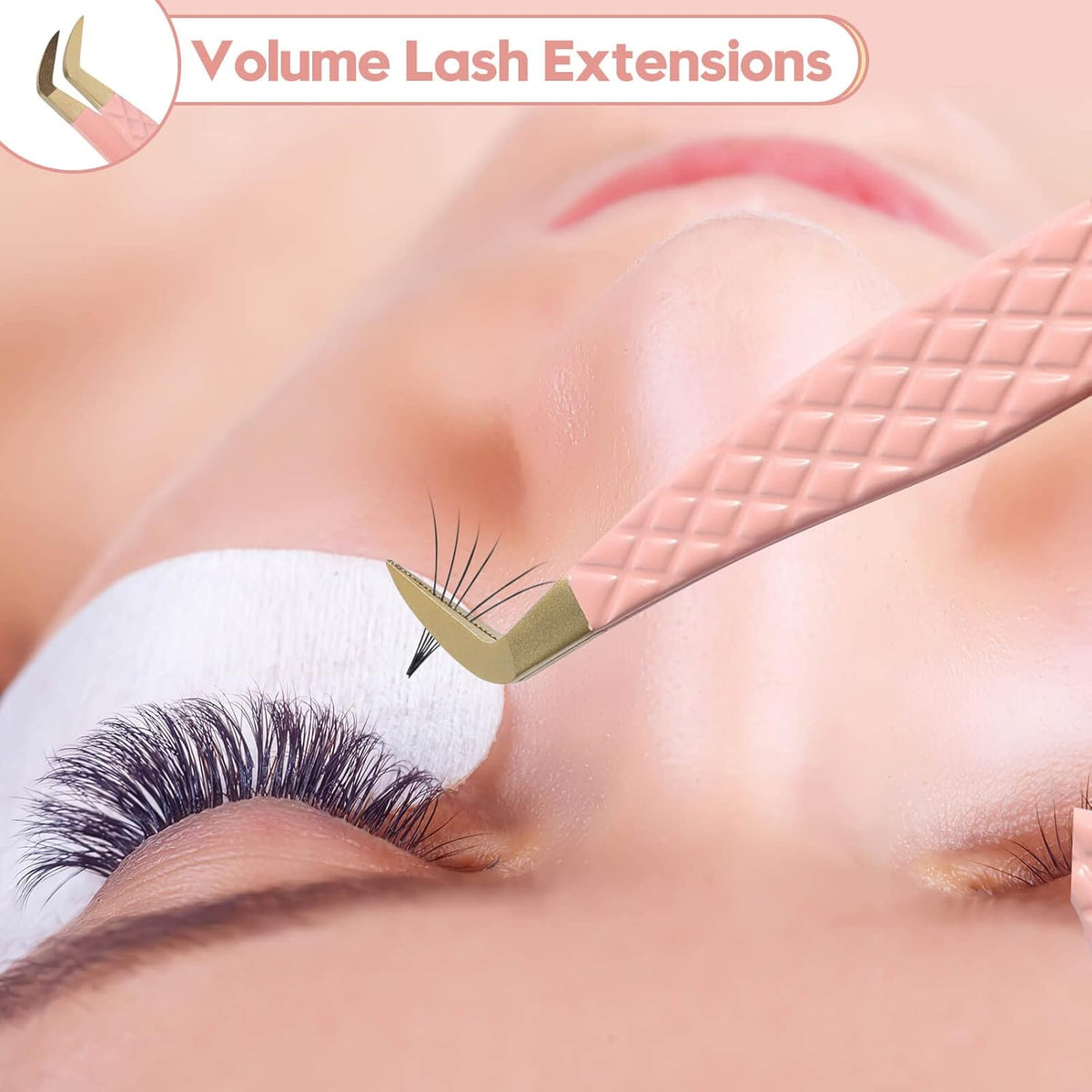 Ms.Queen Lash Tweezers for Eyelash Extensions,Fiber Tip Eyelash Tweezers for Mink Lashes Fan Making