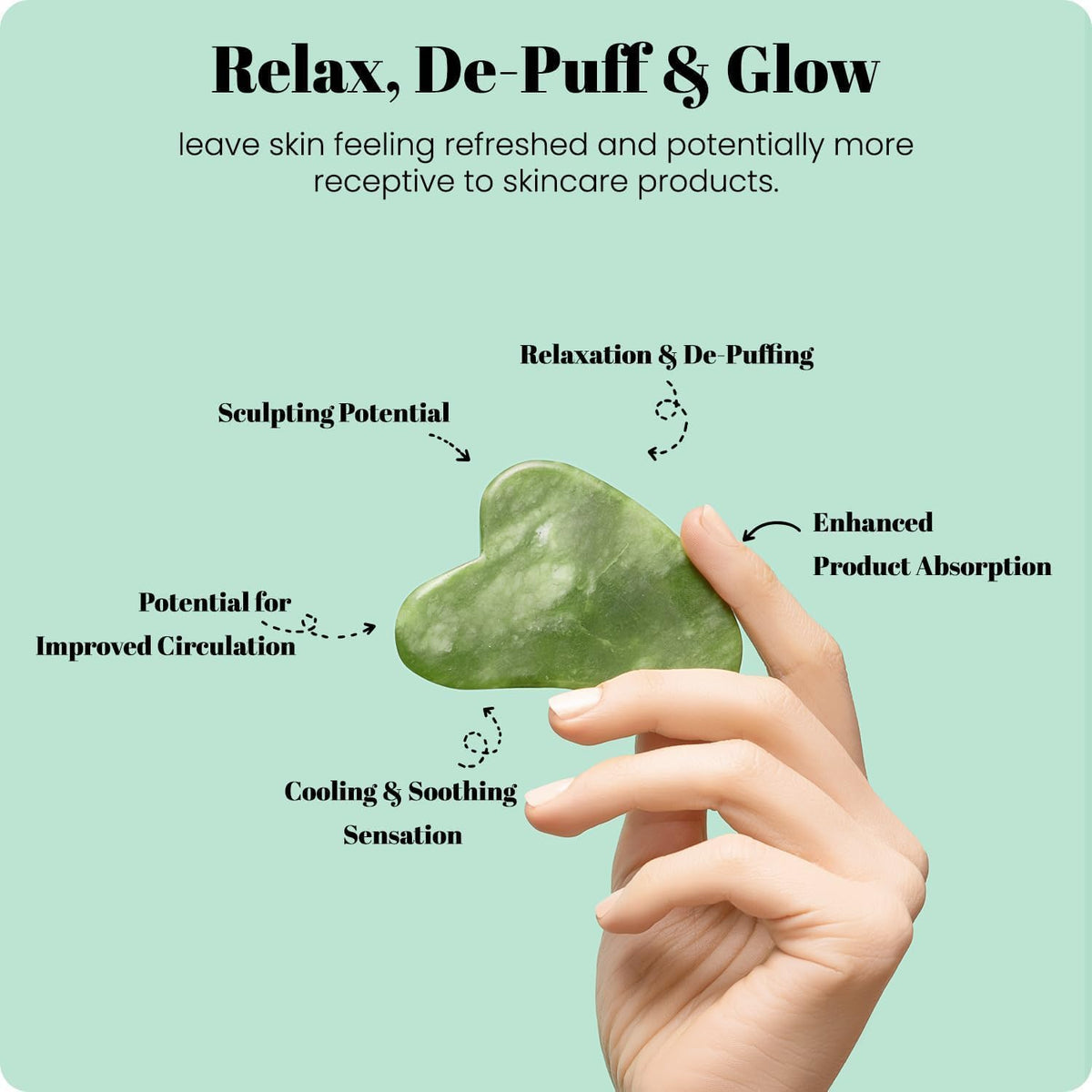 ROSELYNBOUTIQUE Gua Sha Facial Tools & Face Roller for Lift Wrinkless Natural Skincare Tool Jade