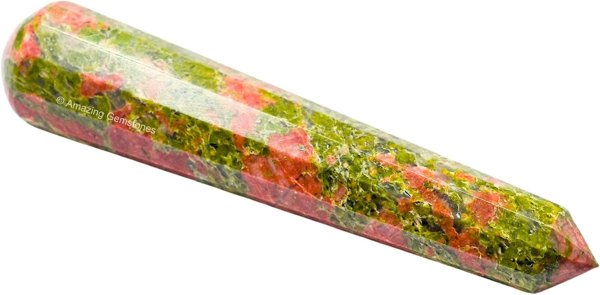 Amazing Gemstone Unakite Crystal Wand Massage Stick - Pelvic Wand Gua Sha for Adults - Crystals and