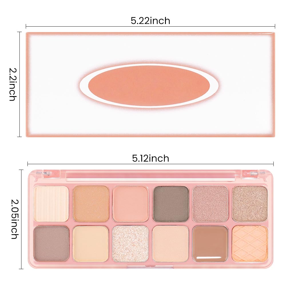 AMY'S DIARY 12Color Light Pink Purple Eyeshadow Palette, Long-Lasting, and Highly Pigmented.