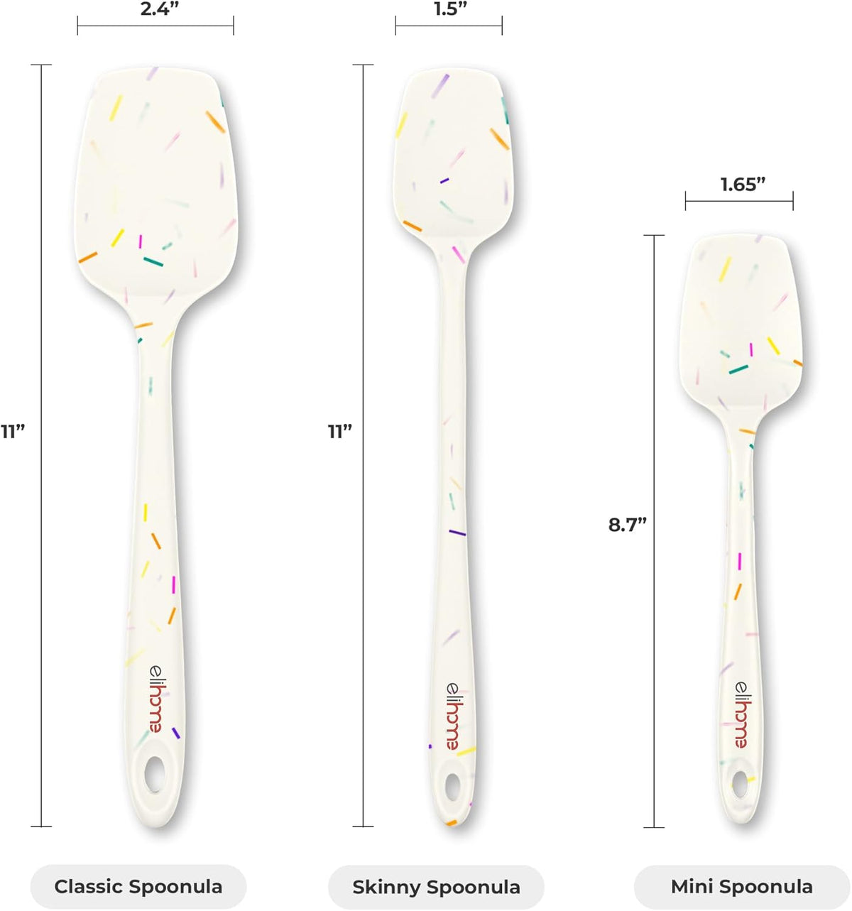 Elihome Skinny Silicone Spoonula - Non-Stick Heat Resistant Silicone Scraper Spatula for Mixing