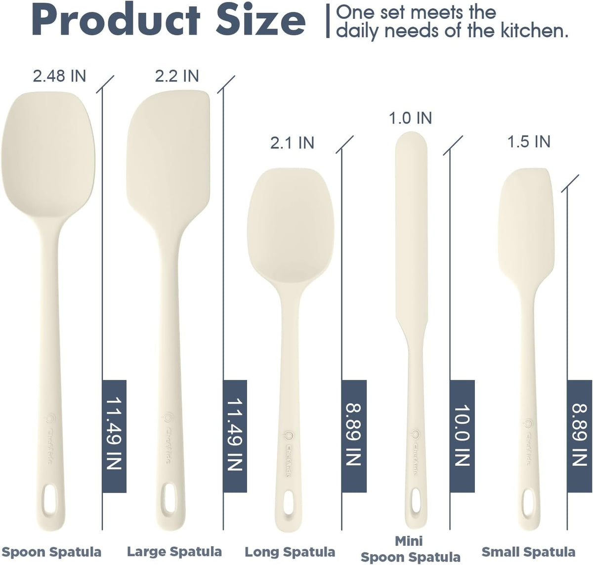 5 Pieces Silicone Spatula Set, Food Grade Rubber Spatula, Upgrade Strong Handle with Ergonomic