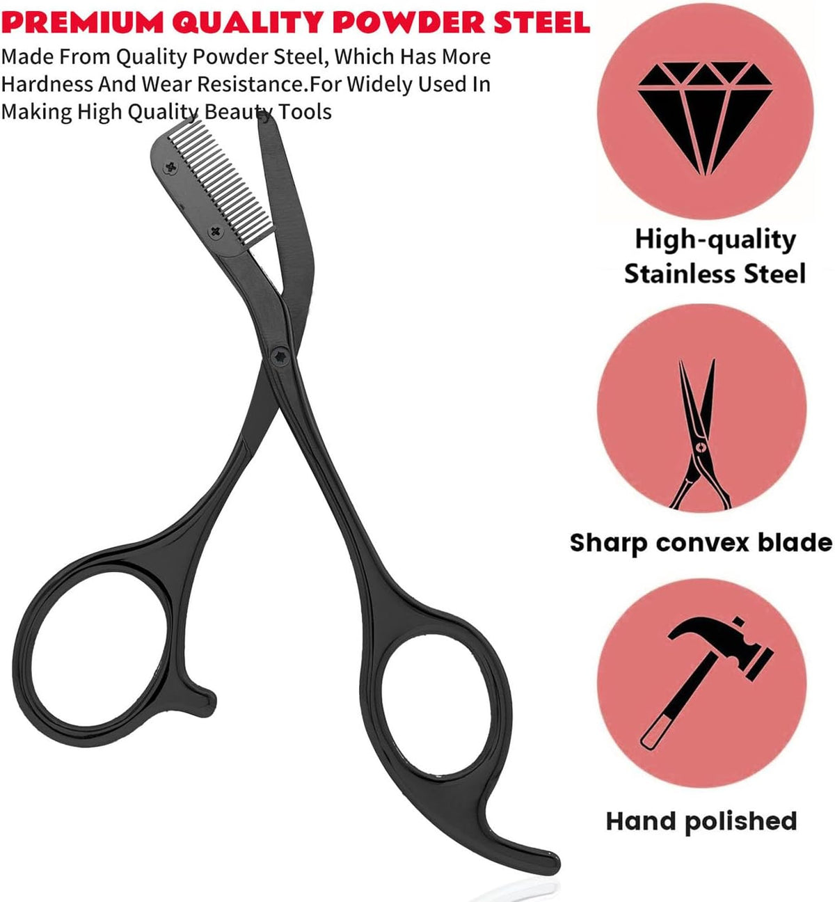 Eyebrow Scissors with Comb, Facial Grooming Scissors Kit, Professional Precision Eyebrow