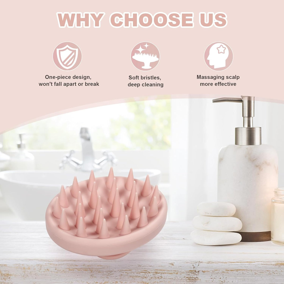 Silicone Scalp Massager, Scalp Scrubber for Hair Growth with Soft Bristles, Scalp Exfoliator Brush