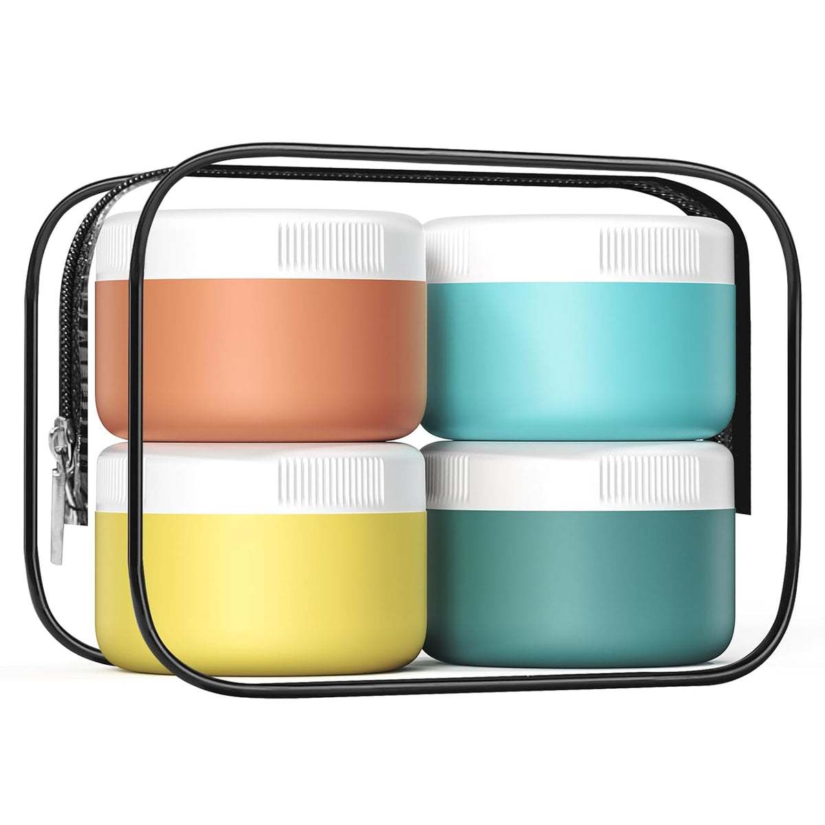 Travel Containers for Toiletries, Silicone Cream Jars BPA-Free, Leak-proof 2oz Travel Size