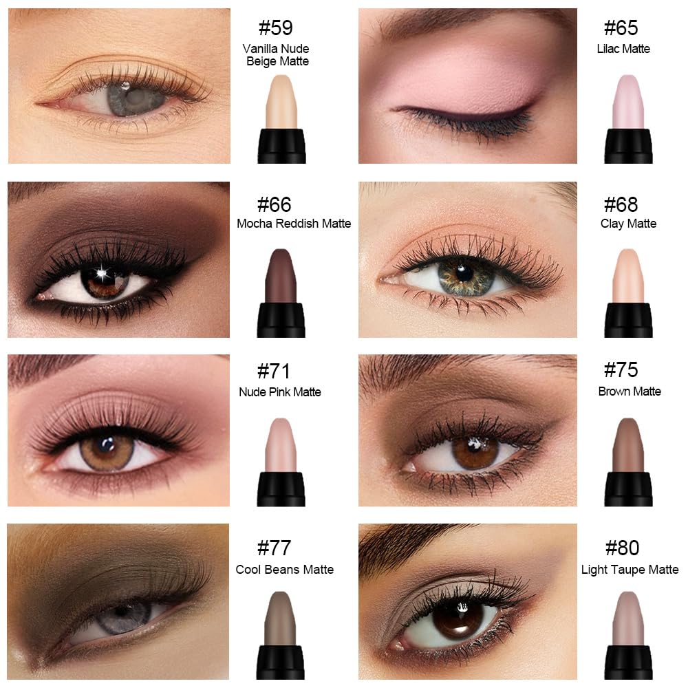 Kaely 8Pcs Cream Eye Shadow Sticks Set, Matte Eyeliner Pencil Eyeshadow Palette Makeup, Eye