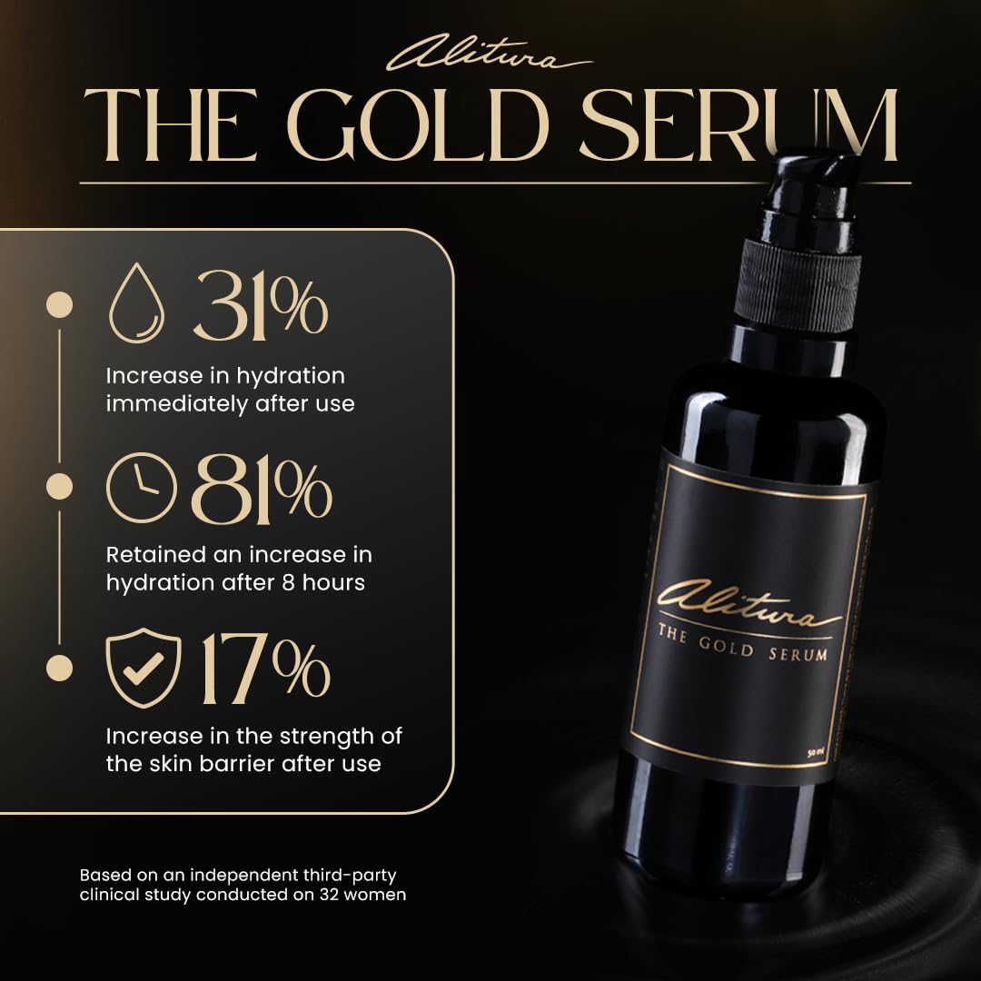 Alitura Anti-Aging Peptide & Collagen Gold Serum for Face – with Vitamin A, CoQ10 & Astaxanthin