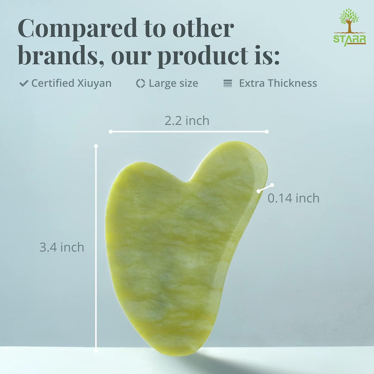 STARR-GIA Certified 100% Xiuyan Jade Gua Sha Massage Tool-Face Massager Reduces Puffiness-Gua Sha