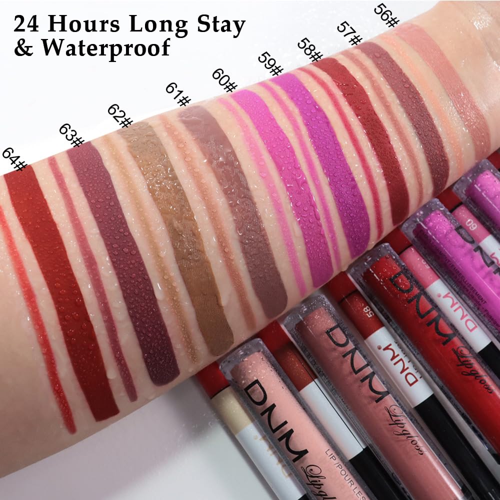 evpct 2Pcs Maroon Matte Lip Liner and Lipstick Combo Set for Women, Maroon Lip Combo Set Liquid