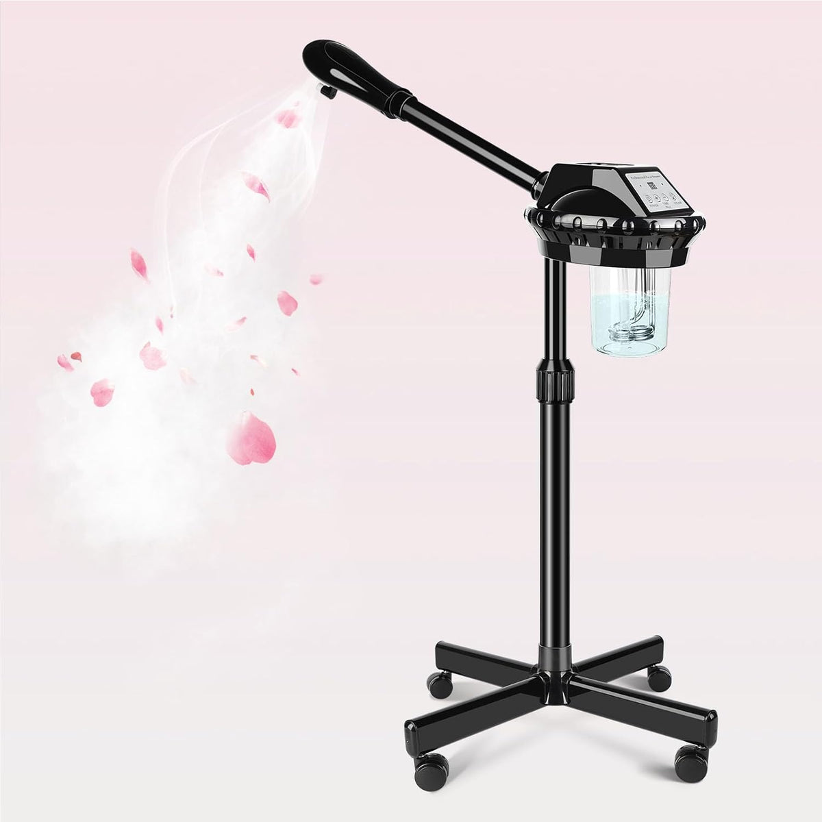 Professional Facial Steamer, Facial Steamer on Wheels with More Steam, Adjustable Height and Angle