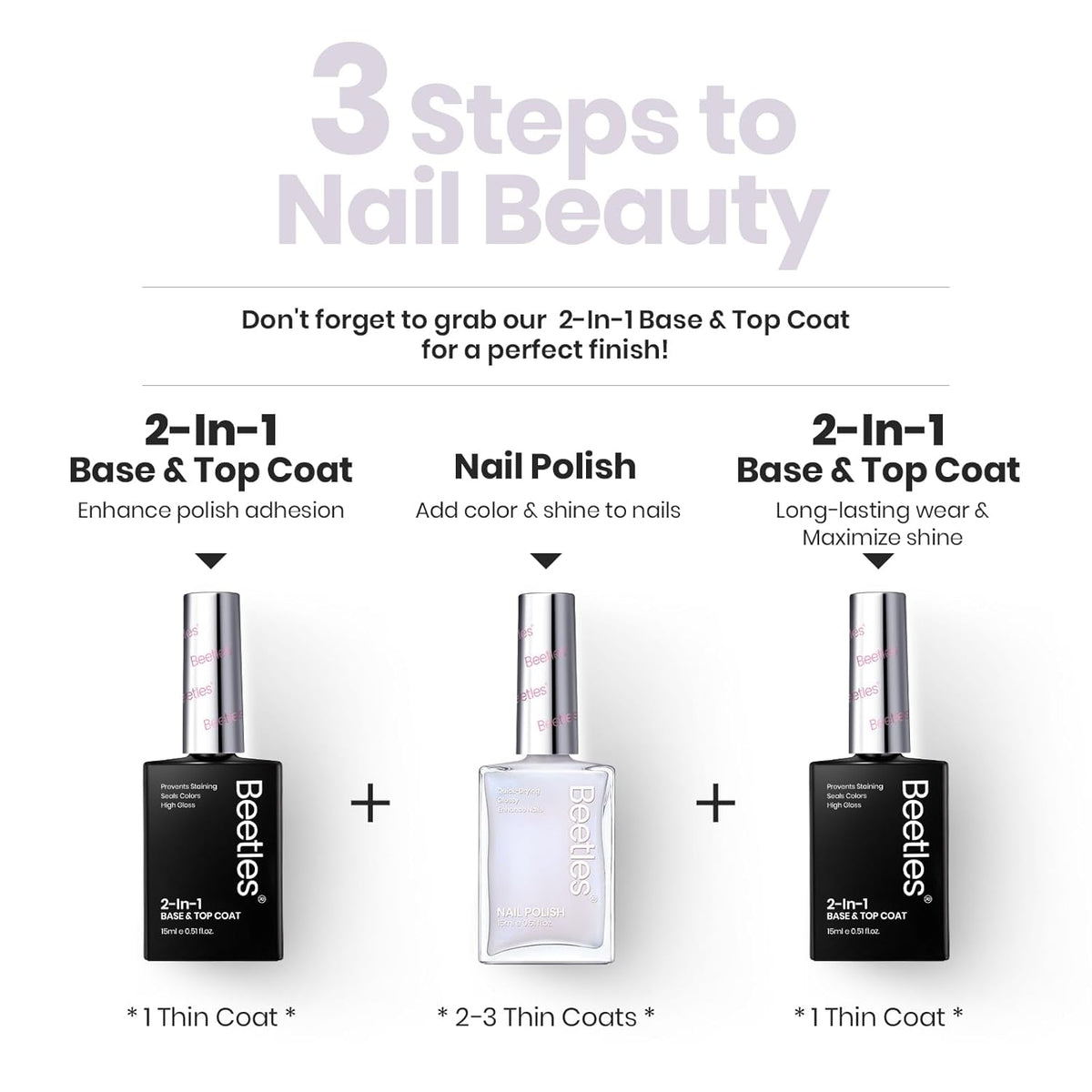 Beetles Nail Polish - Jelly White Nail Polish Natural Blue Glitter Nail Concealer Fast Dry Quick