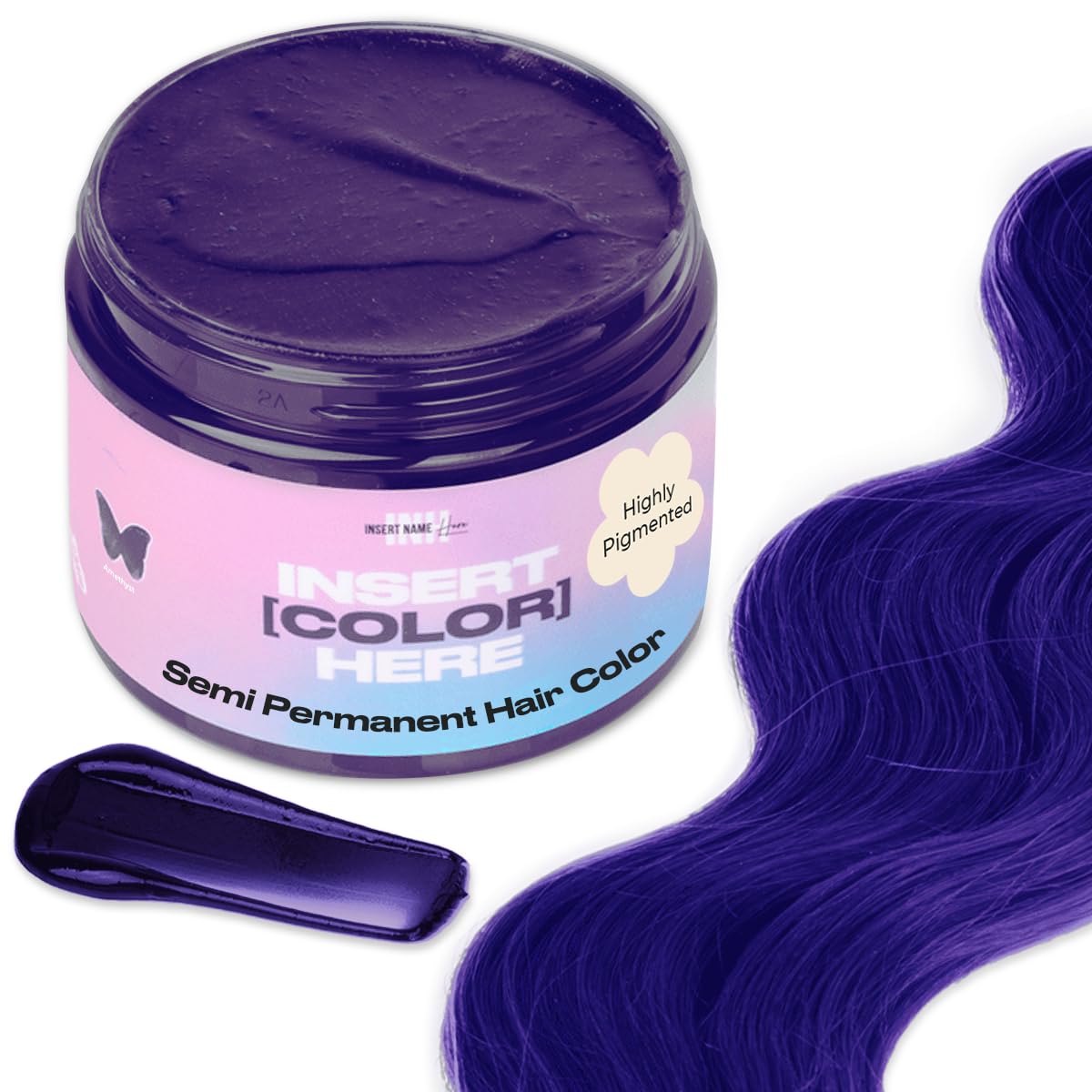 INH Semi Permanent Hair Color | Color Depositing Conditioner | Amethyst Dark Purple Hair Dye | No