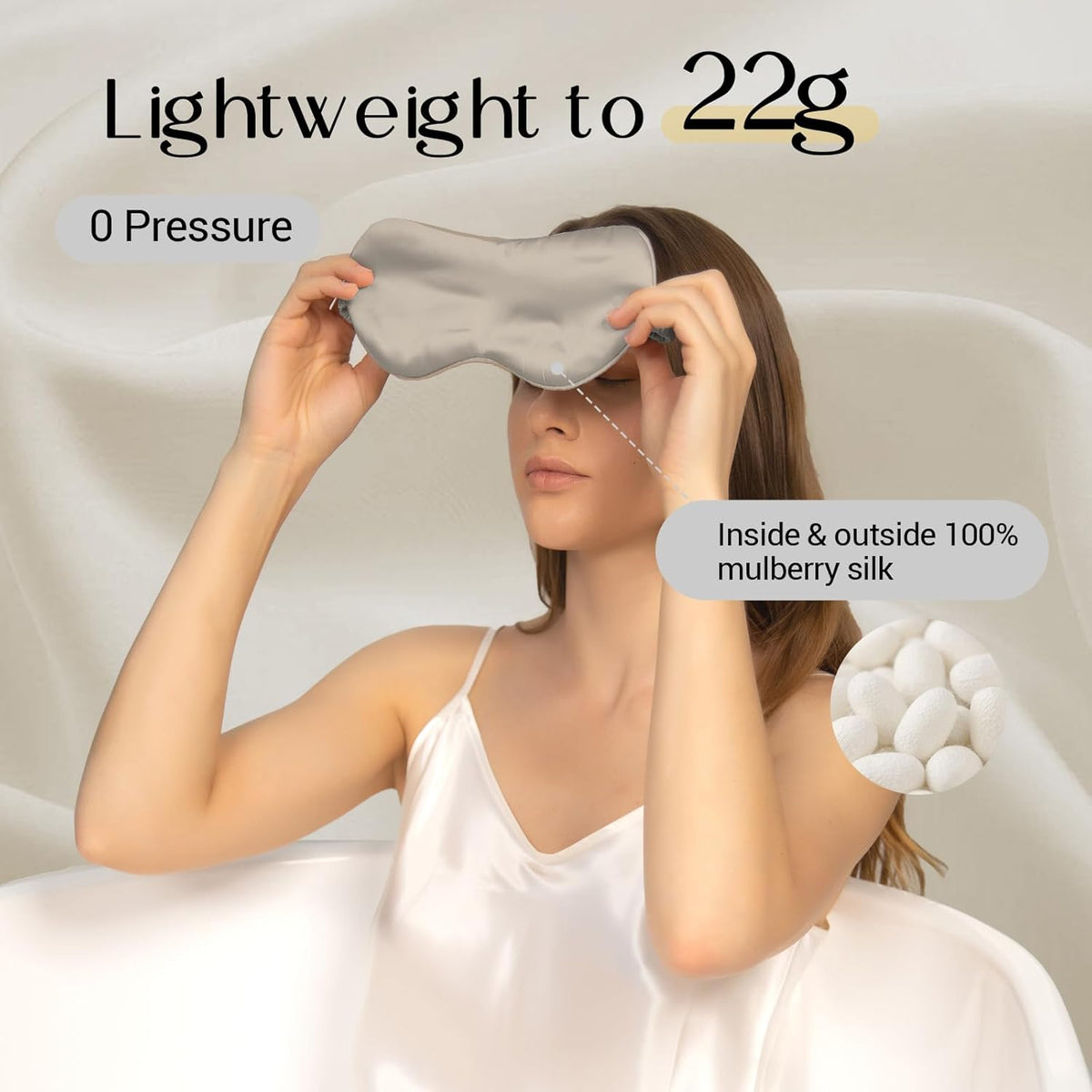 ZIMASILK Adjustable 100% 22 Momme Mulberry Silk Sleep Mask for Sleeping, Filled with Premium