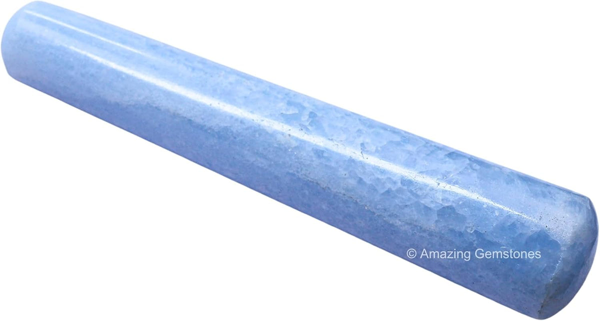 Amazing Gemstone Blue Calcite Crystal Wand Massage Stick - Pelvic Wand Gua Sha for Adults