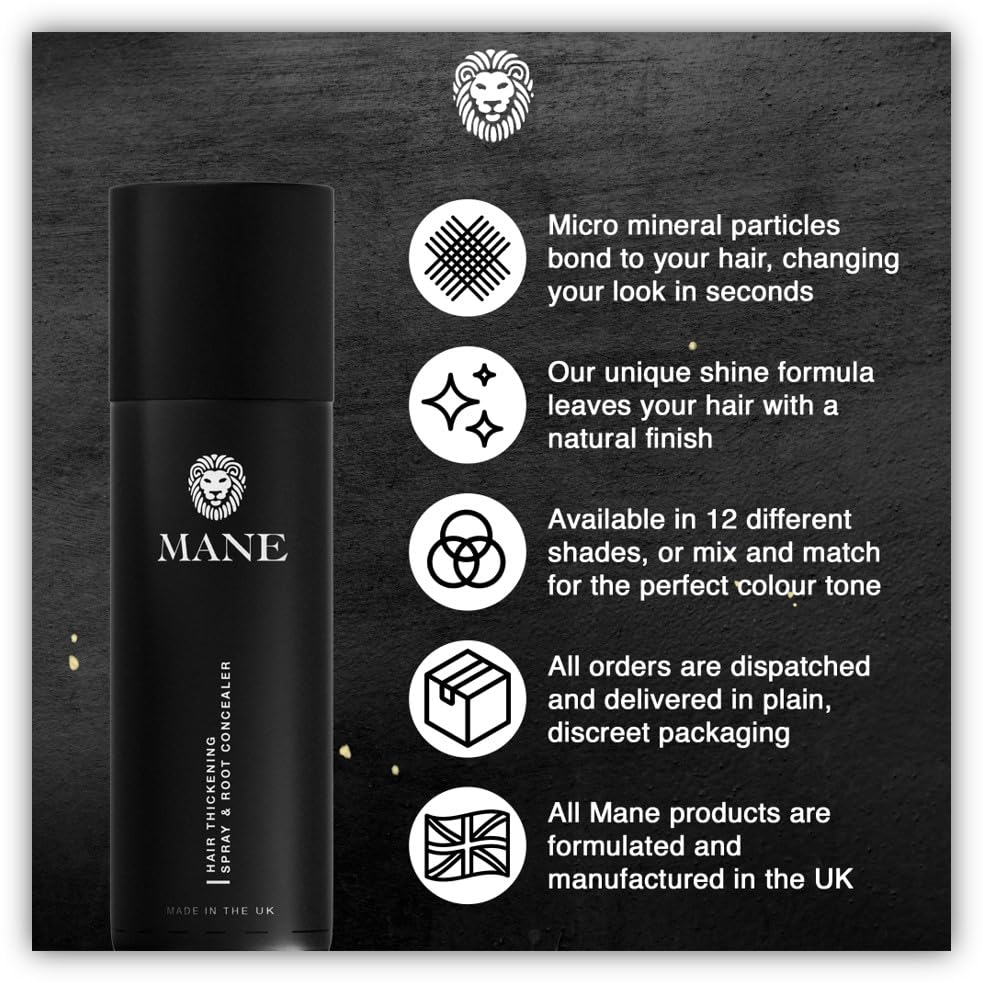 MANE Hair Thickening Fiber Spray (200 ml, Dark Brown)