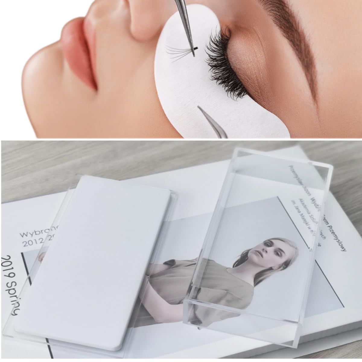 Eyelash Grafting Pallet with Cover, Dust-proof Acrylic Lash Tile holder, Eyelash Extensions Storage