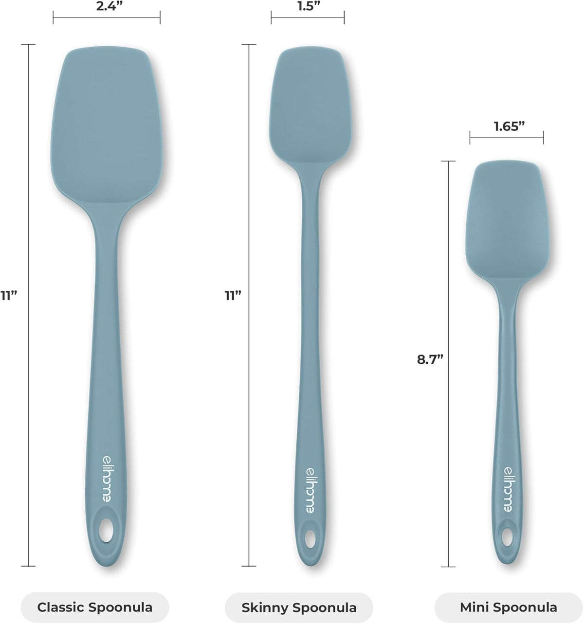 Elihome Skinny Silicone Spoonula - Non-Stick Heat Resistant Silicone Scraper Spatula for Mixing