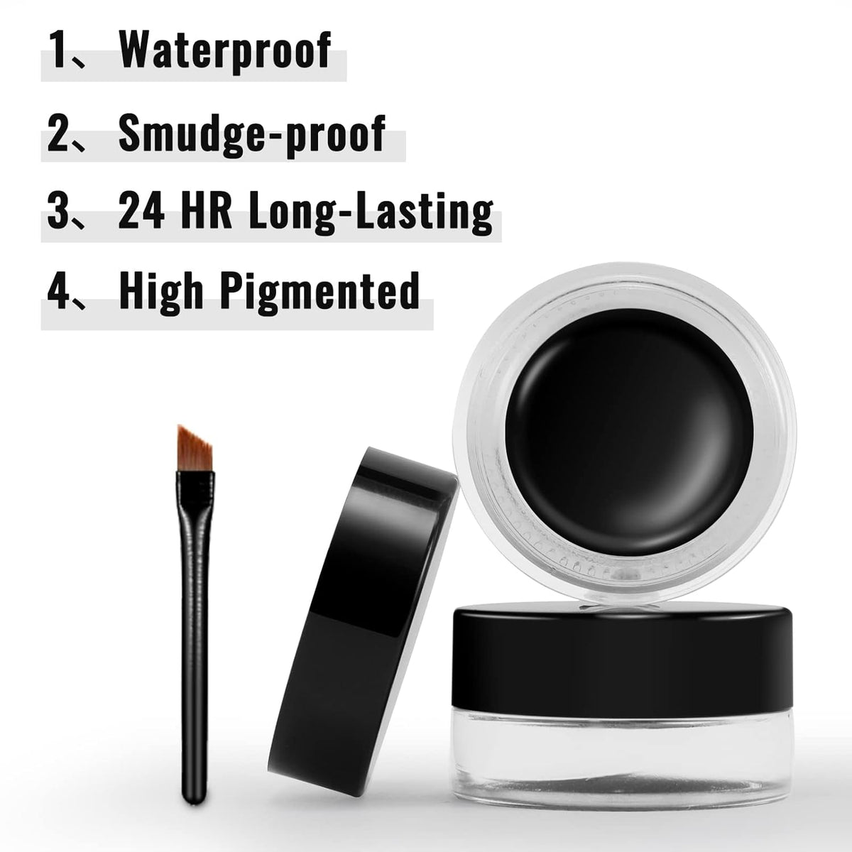 Erinde Waterproof Gel Eyeliner, Cream Eyeliner Gel Pot, High-Intensity Pigments Long Lasting