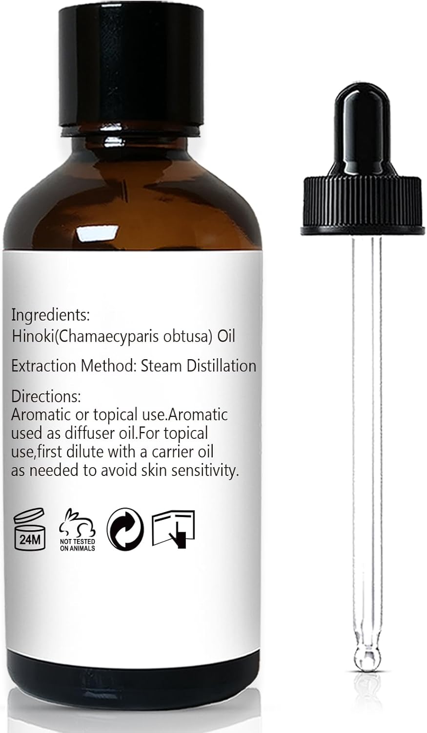 Hinoki Essential Oil 1 Oz – 100% Pure Natural Hinoki Oil for Diffuser, Skin, Hair, Massage & DIY