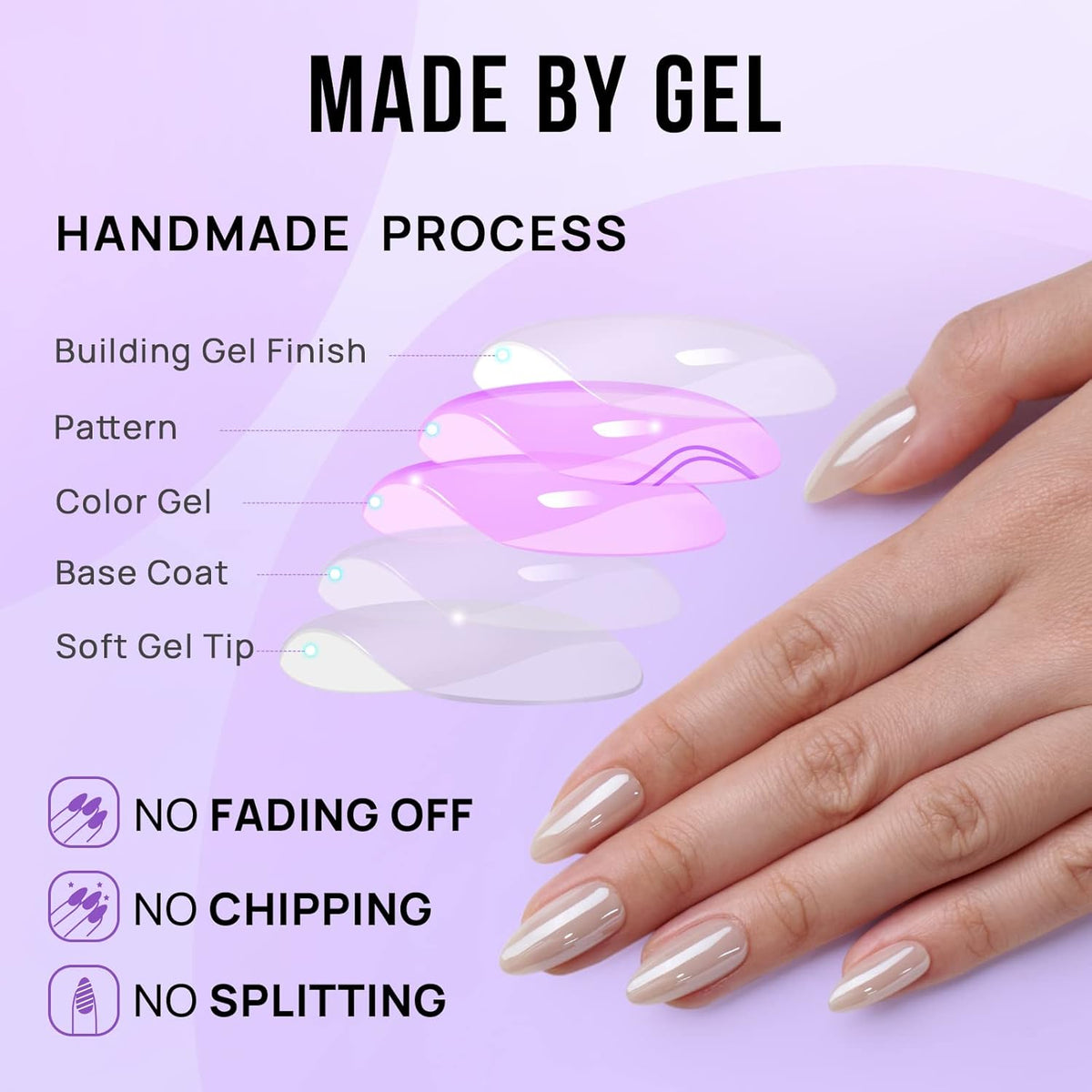 BTArtbox Press On Nails Almond - Medium Soft Gel Chrome Nails, Glue On Nails with Nail Glue