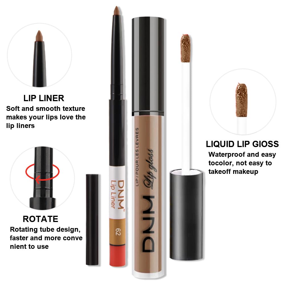 evpct 2Pcs Nude Matte Lip Liner and Lipstick Combo Set for Women, Nude Lip Combo Set Liquid Lips