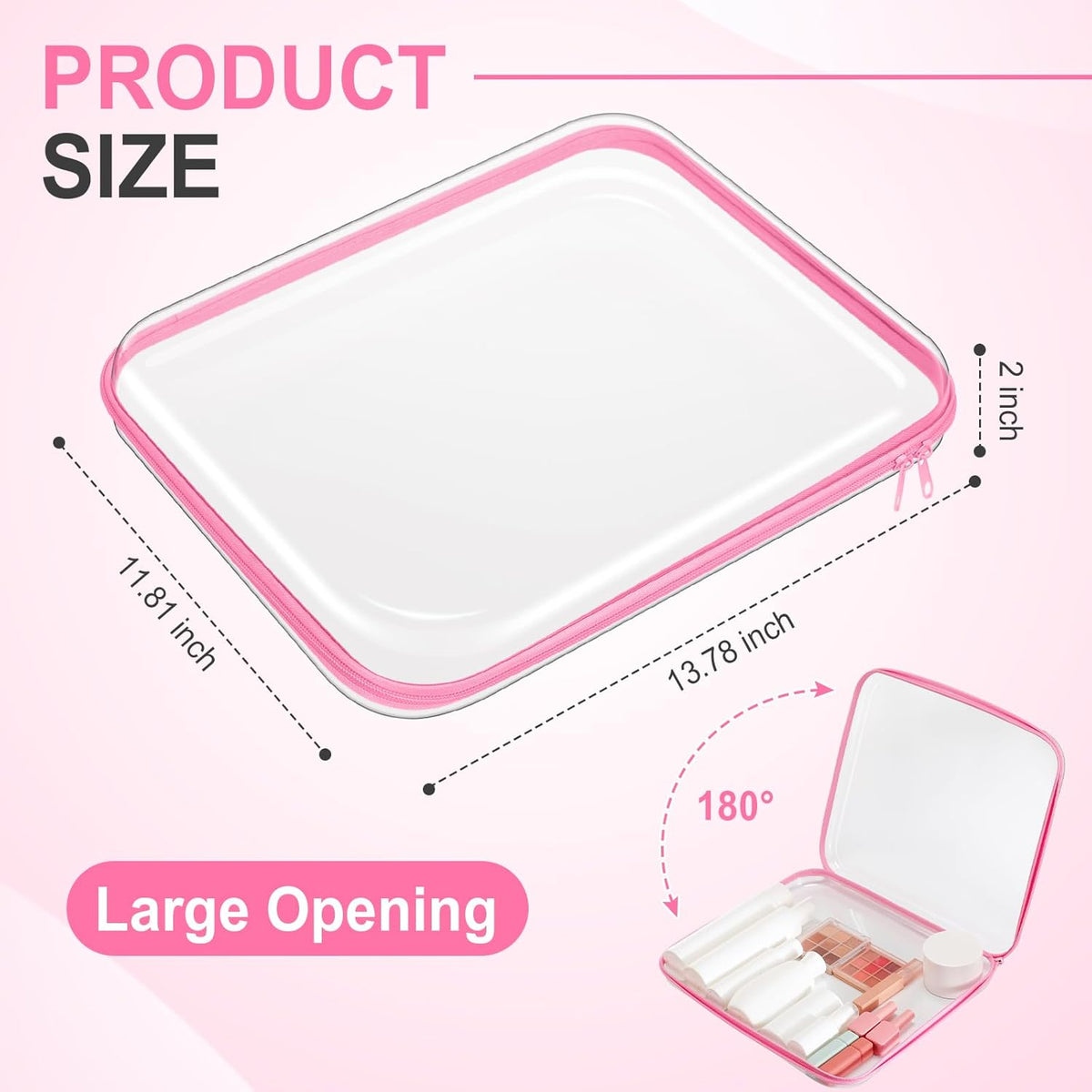 Hoolerry 3 Pcs Clear Hard Zipper Case Plastic Pouch Transparent Hard Case Clear Makeup Bag Portable