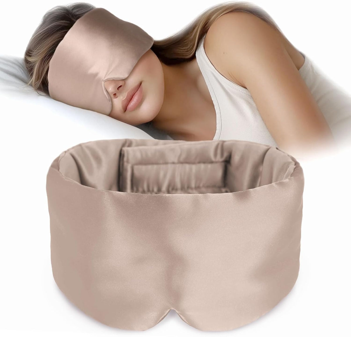 Silk Sleep Mask Soft Pressureless: 100% Mulberry Silk for Eye Skin Anti Wrinkles, Large Size for