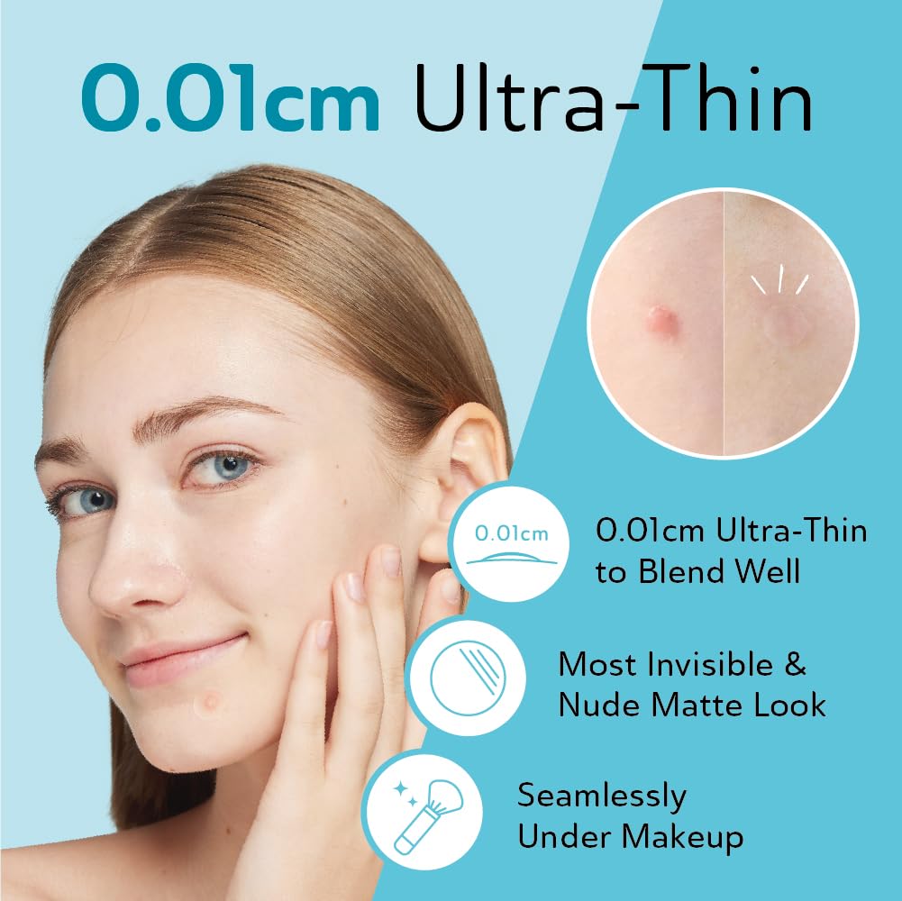 Invisible Salicylic Acid Pimple Patches for Face - Deep Blemish Hydrocolloid Acne Patches, Clear