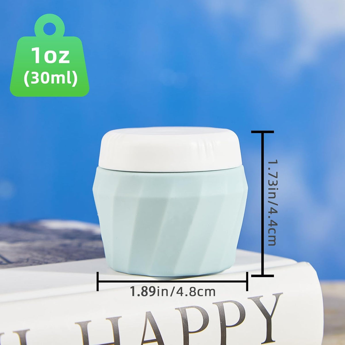 Travel Containers for Toiletries, Premium Cosmetic Silicone Cream Jars, TSA Approved Leak-Proof