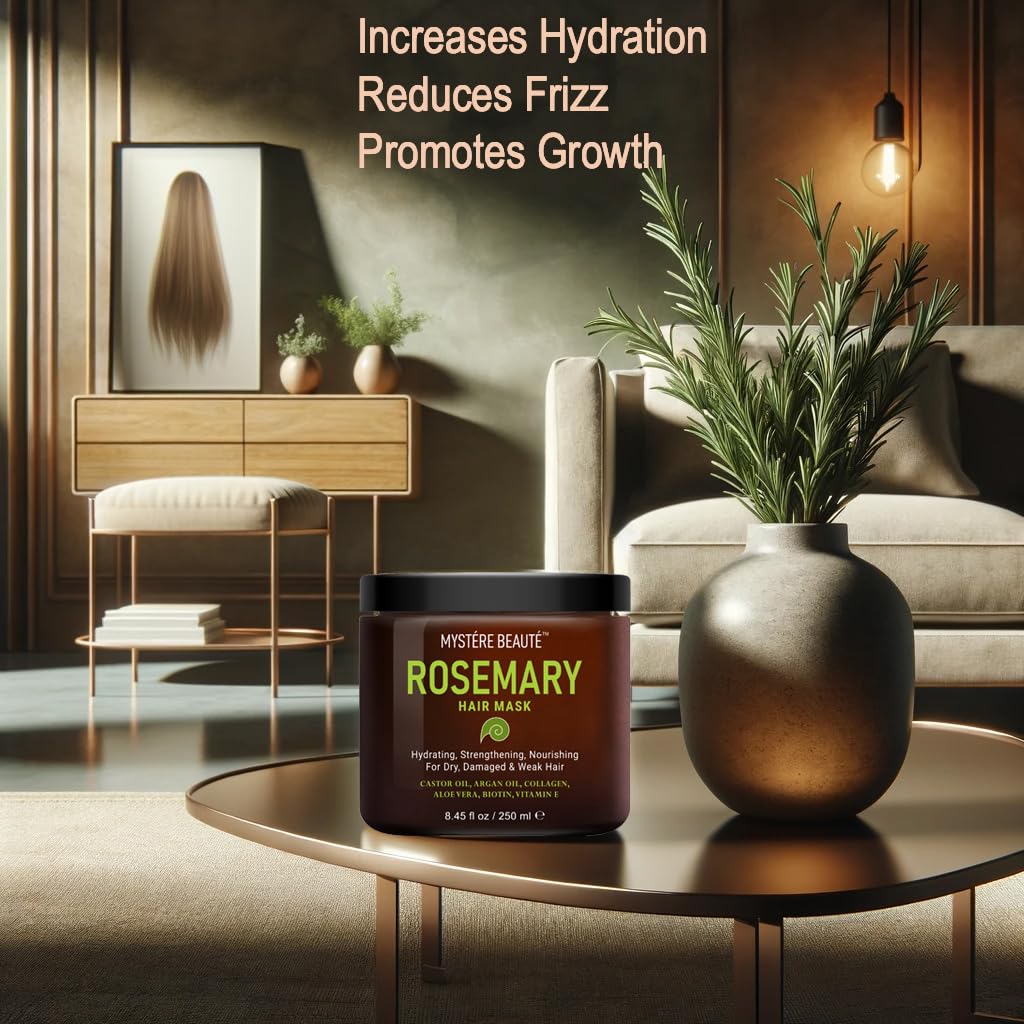 Rosemary Hair Treatment - with Collagen, Biotin, Argan Oil for Dry, Damaged, Curly Hair