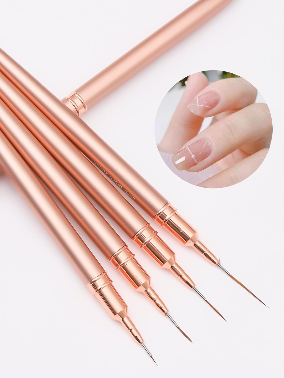 Metallic Nail Art Brushes, 5Pcs Nail Art Liner Brushes, Painting Art Design Brush Set Nail Dotting