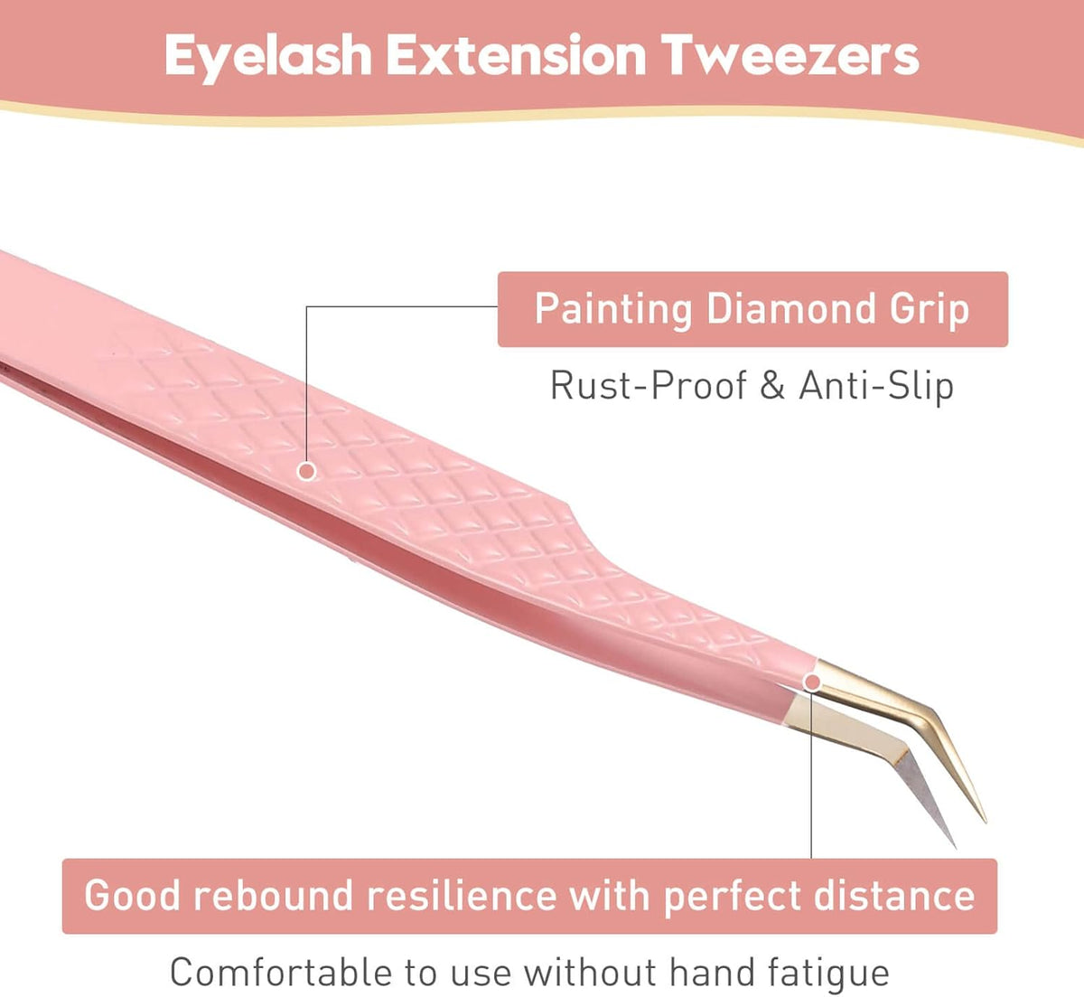Ms.Queen Eyelash Tweezers Set,Professional 2Pcs Fiber Tip 45 90 Degree Mega Volume Lash Extension