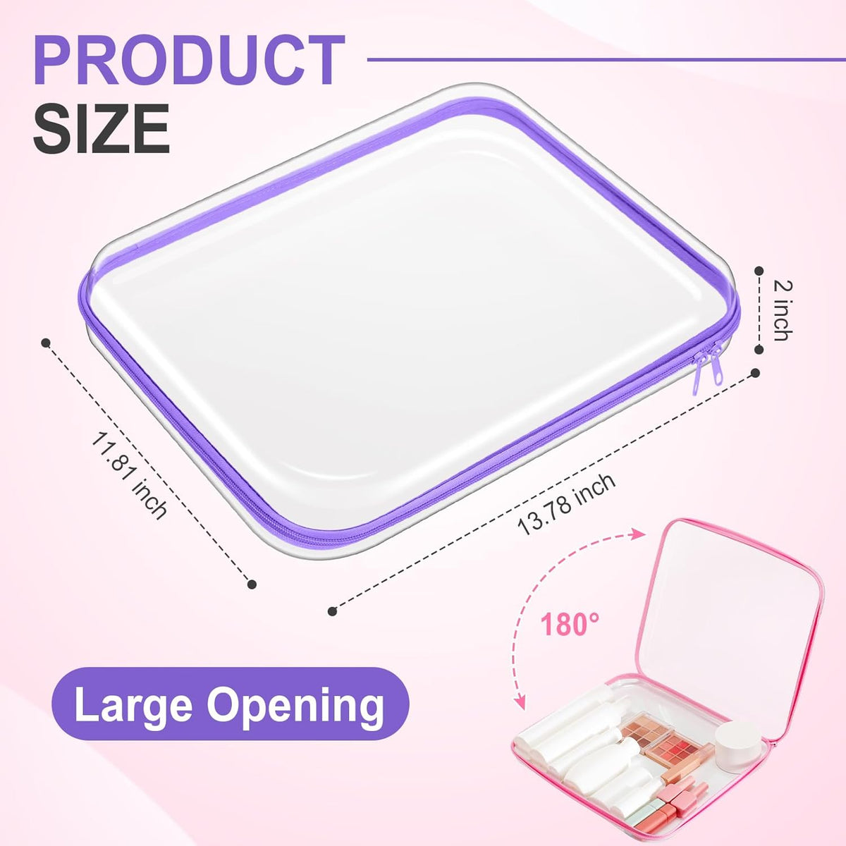 Hoolerry 4 Pcs Hard Clear Zipper Case Makeup Bags Plastic Pencil Pouch Transparent Storage Box