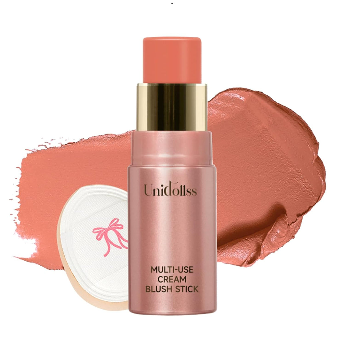 Multi-Use Makeup Cream Blush Stick, Unidollss 3-in-1 Buildable Powder Blush Stick for Cheek, Eye