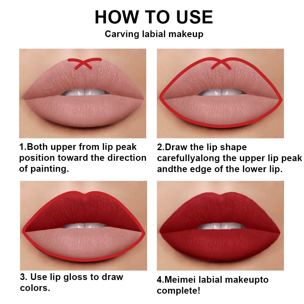 evpct 2Pcs Dark Oxblood Red Matte Lip Liner and Lipstick Combo Lip Gloss Stains Pencil Makeup Set