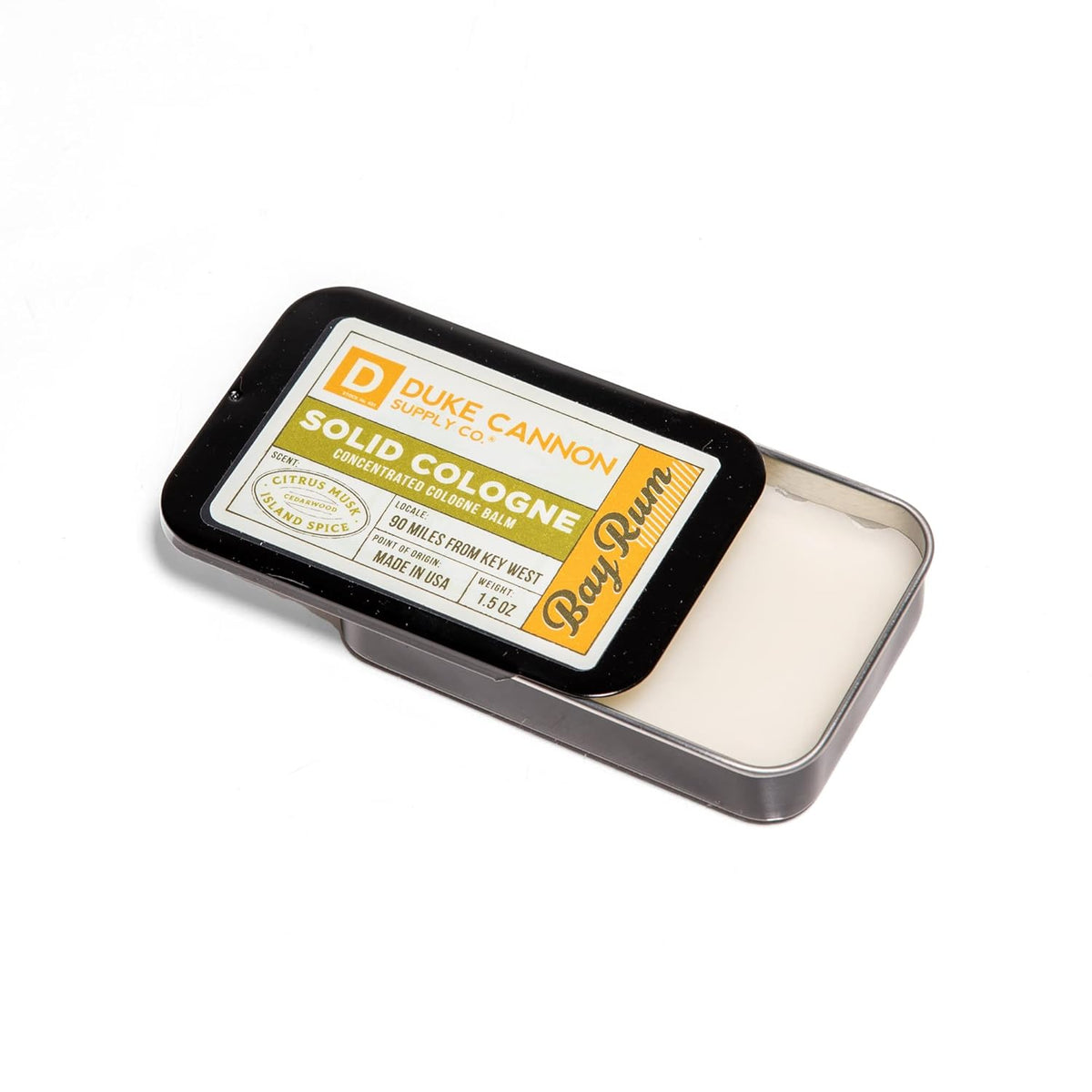 Duke Cannon Supply Co. Solid Cologne for Men Bay Rum (Citrus Musk, Cedarwood, Island Spice)