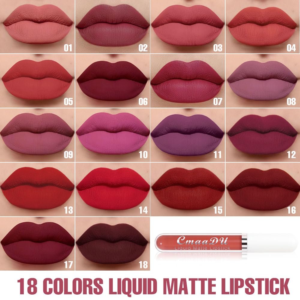 evpct 1Pcs Nude Pink Liquid Matte Lipstick Lipgloss Set for Women, labiales mate 24 horas