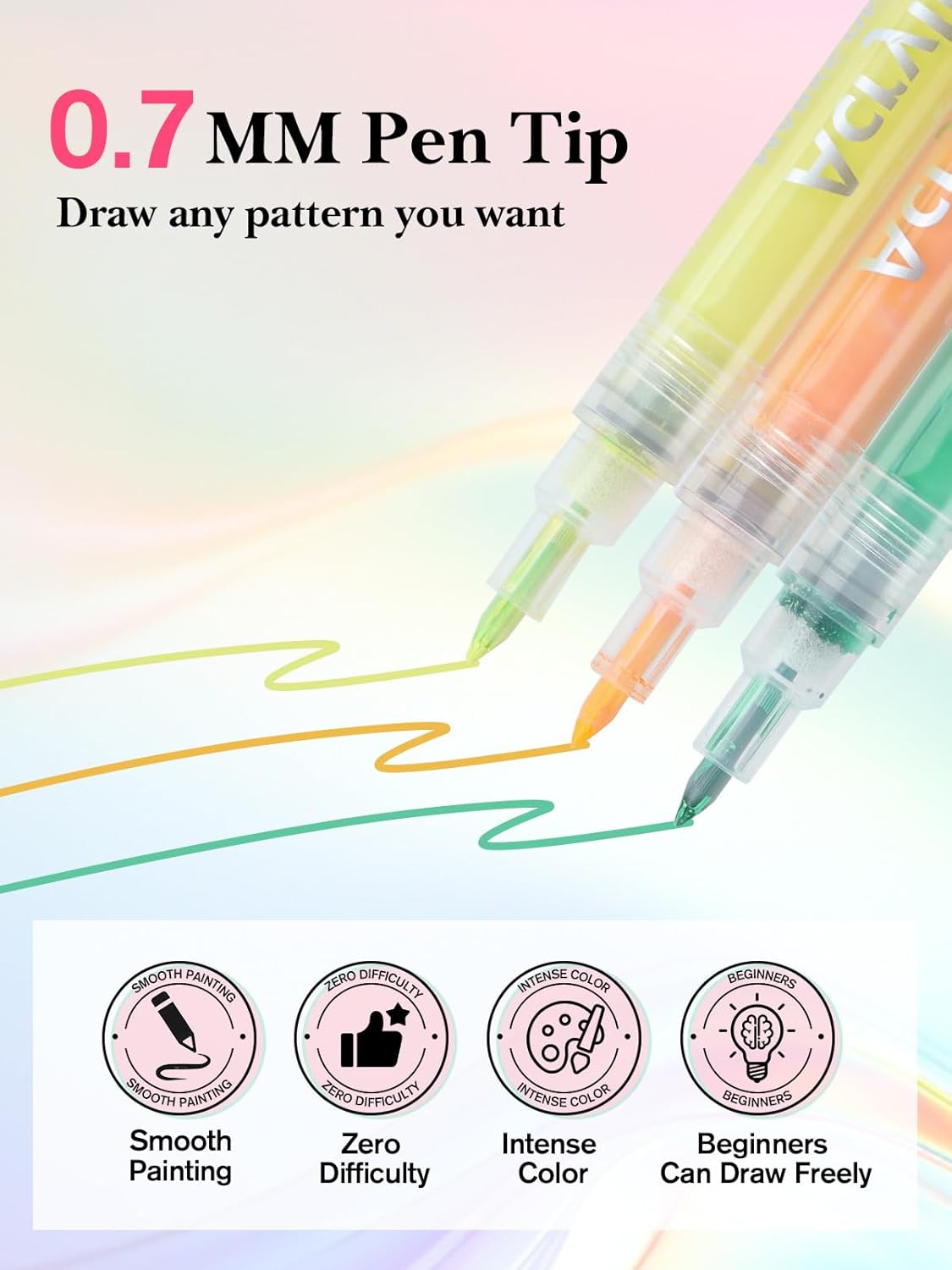 EBANKU 12 Colors Nail Art Pens Acrylic Paint Marker, Nail Polish Pens Quick Drying 0.7MM 3D Acrylic