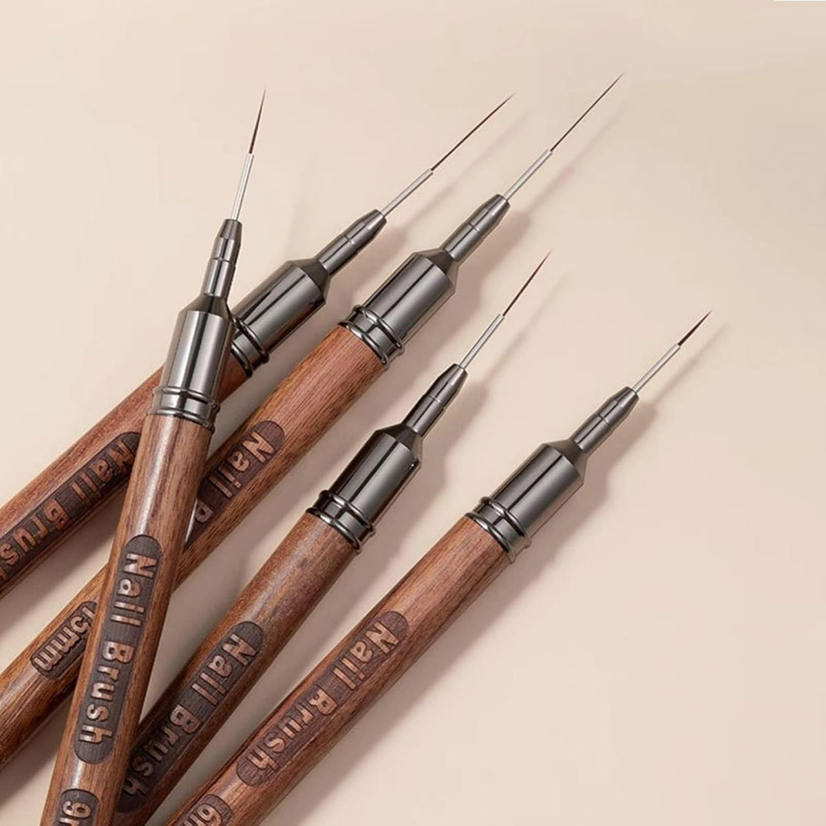 5Pcs Nail Art Liner Brushes, Fine Liner Striping Brush 6/9/12/15/18mm Thin Nail Art Design Brush