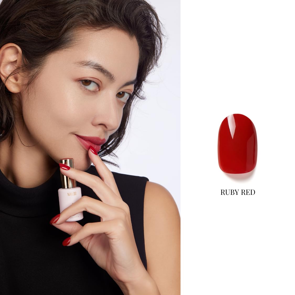 NAILOG One Step Red Gel Nail Polish 12ml Top Coat Color Gel Base 3-In-1 Formula Soak Off UV Gel
