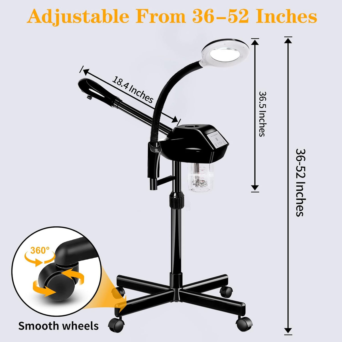 Professional Facial Steamer, 2 in 1 Ozone Facial Steamer with 5X Magnifying Lamp, face Steamer