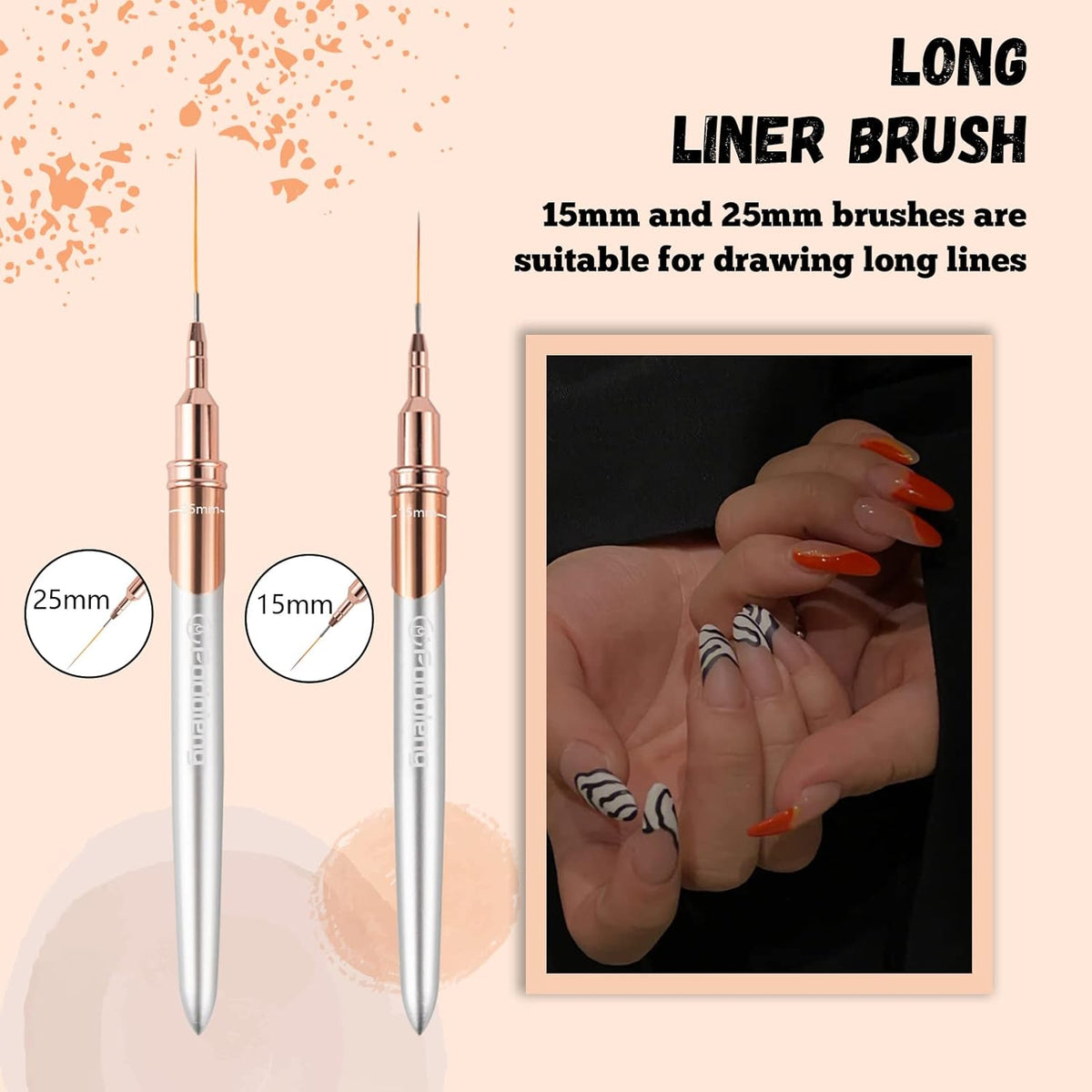 Liner Brush for Nails, 6Pcs Thin Nail Art Brushes Professional Nail Detail Brush for Gel Polish