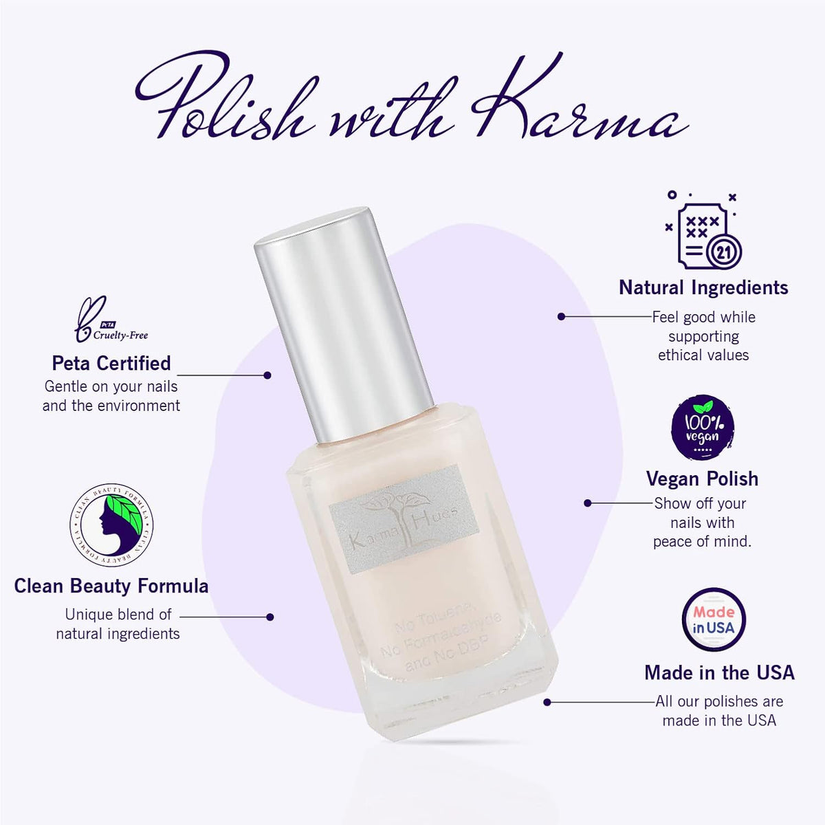 Karma Organic Natural Nail Polish-Non-Toxic Nail Art, Vegan and Cruelty-Free Nail Paint (HEAVENLY
